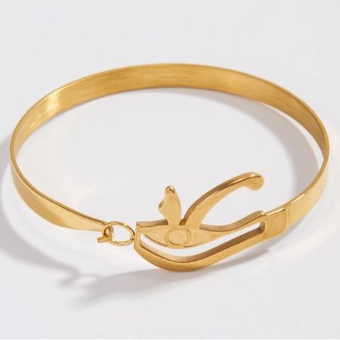 Vintage Oro Acciaio Inossidabile Occhio Di Horus Bracciale Rigido Per Donna Stile Antico Egiziano Amuleto Bracciale Gioielli