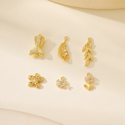Alloy Zirconia Geometric Pendants For DIY Jewelry Making Necklaces Earrings Findings Leaf Butterfly Flower Fish Tail Charms