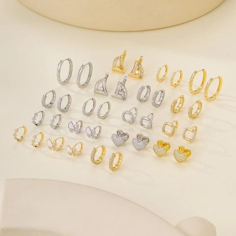 Alloy Zirconia Huggie Hoop Earring Findings For Jewelry Making Butterfly Heart Geometric Luxury DIY Accessories Women Fashion Hooks
