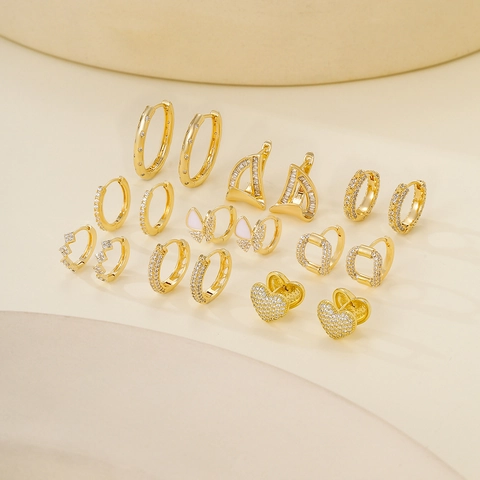 Alloy Zirconia Huggie Hoop Earring Findings For Jewelry Making Butterfly Heart Geometric Luxury DIY Accessories Women Fashion Hooks