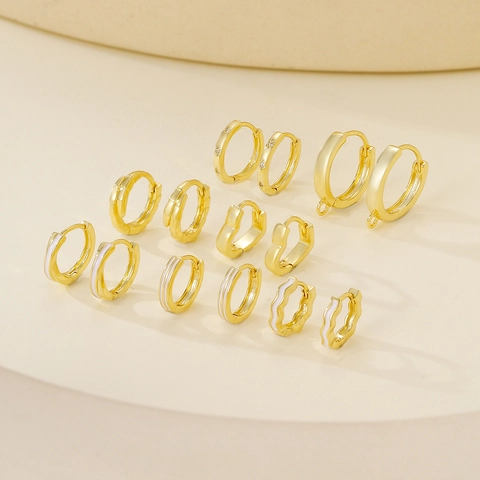 Minimalist Alloy Enamel Zirconia Earring Hoops For DIY Jewelry Making Accessories Geometric Hoop Earrings Finding For Women