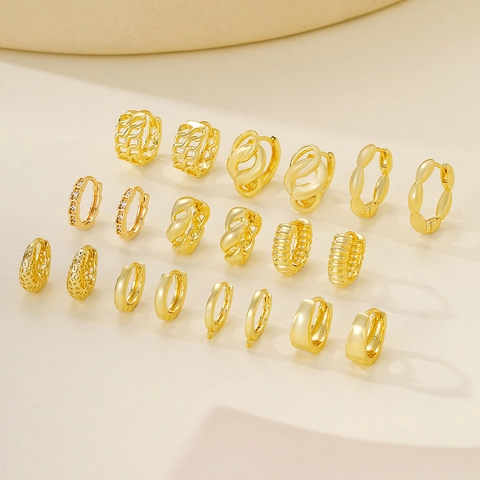 Alloy Geometric Hoop Earring Findings For DIY Jewelry Making Gold Silver Plated Minimalist Hollow Ear Buckles For Women