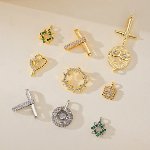 Alloy Inlaid Zirconia Geometric Pendant Light Luxury DIY Jewelry Making Charms For Necklace Bracelet Earring Findings Women