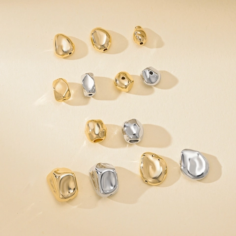 Irregular Organic Shape Metal Loose Beads Gold Silver Plated Copper Alloy Spacer Beads For DIY Jewelry Making Findings