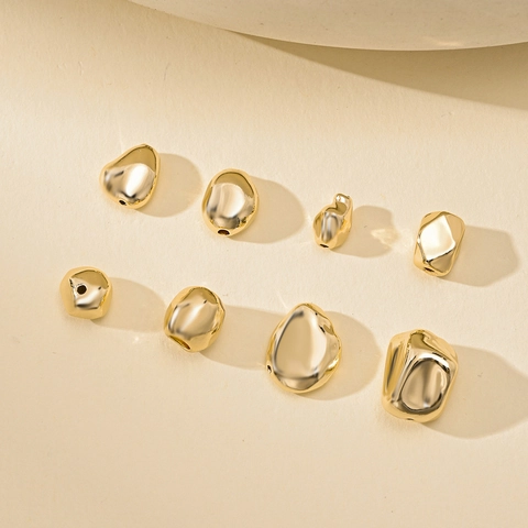 Irregular Organic Shape Metal Loose Beads Gold Silver Plated Copper Alloy Spacer Beads For DIY Jewelry Making Findings