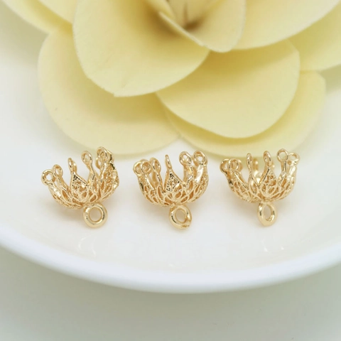 Accessori per la Creazione di Gioielli Fai-da-te Ciondolo in Metallo Cavo Tappo a Fiore Oro Galvanico Cappuccio a Nappina