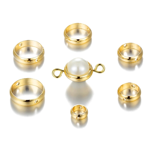 DIY Jewelry Making Findings Metal Double Hole Bead Spacers Round Ring Loops Gold Silver Plated Alloy Handmade Accessory