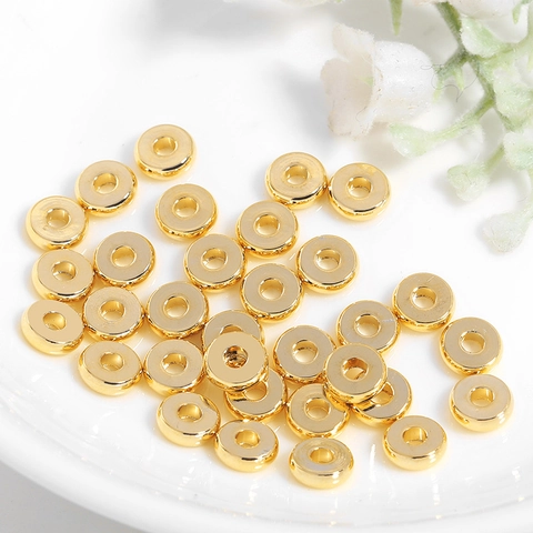 Cuentas Espaciadoras Redondas de Metal Galvanizado en Oro Hallazgos de Junta Plana para Hacer Joyería DIY Accesorios de Pulsera
