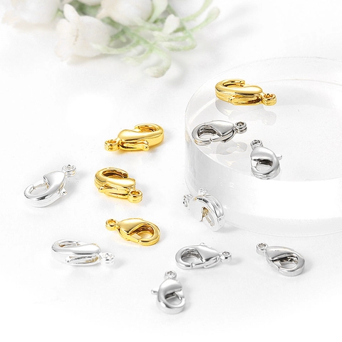 Metal Lobster Clasp Jewelry Findings Gold Silver Plated Lobster Claw Clasps For DIY Necklace Bracelet Making Connectors