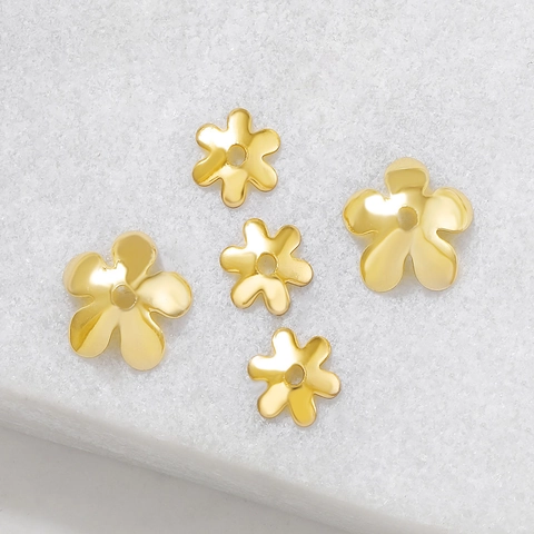 Vergoldetes Kupfer Blumen Perlenkappen DIY Schmuckherstellung Zubehör Blütenblatt Spacer Für Halsketten Armbänder Handgefertigt