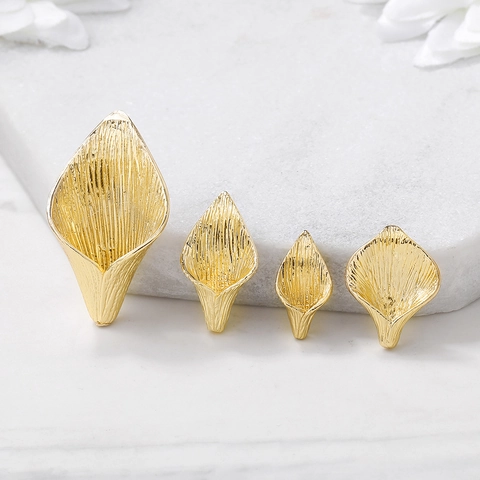 Brass Gold Plated Calla Lily Flower Bead Caps Spacer Beads For Jewelry Making DIY Earring Pendant Findings Metal Floral Accessory