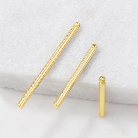 Gold Plated Smooth Cylindrical Pendant For DIY Jewelry Making Minimalist Copper Tube Charms For Necklace Bracelet Handmade Findings