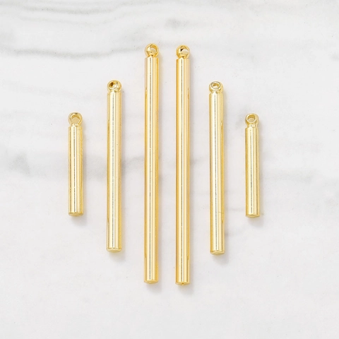 Gold Plated Smooth Cylindrical Pendant For DIY Jewelry Making Minimalist Copper Tube Charms For Necklace Bracelet Handmade Findings