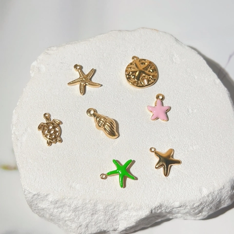Ocean Starfish Sea Turtle Conch Stainless Steel Pendants Gold Plated Enamel Charms For DIY Jewelry Making Women Jewelry