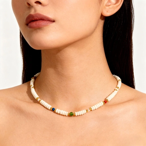 Edelstahl Künstliche Perle Naturstein Perlenkette Für Damen Böhmische Muschel Herz Anhänger Kette Schmuck Geschenk