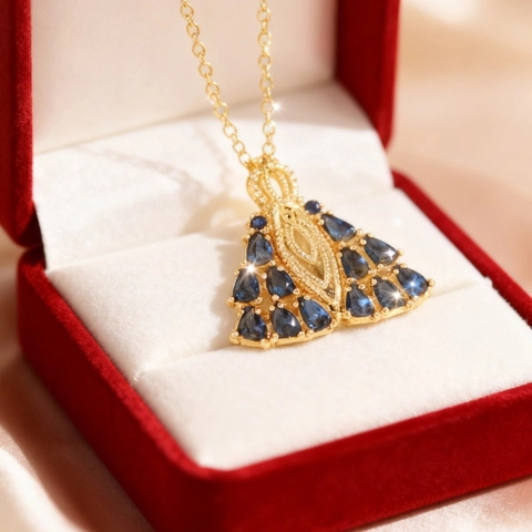 Collana con Pendente Religioso in Rame Placcato Oro e Zirconia per Donna Nostra Signora di Aparecida Vergine Maria Croce Farfalla Gioielli