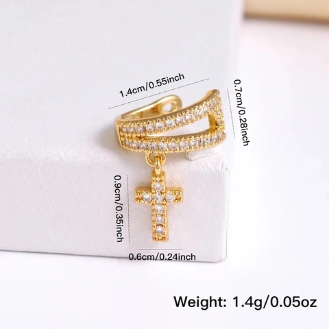 Trendige Kupfer Strass Ohrklemmen Set Für Damen Modische Kreuz Stern Mehrlagige Ohne Loch Knorpel Clip Ohrringe Schmuck