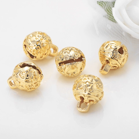 Vintage Copper Bell Pendant Hollow Star Cloud Pattern Gold Plated Jewelry Findings For Earrings Necklace Bracelet DIY Craft