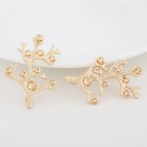Messing Vergulde Koraalboomtak Brochevoet Sieraden Maken Bevindingen Vrouwen Mode Corsage Speld Accessoire DIY Materialen