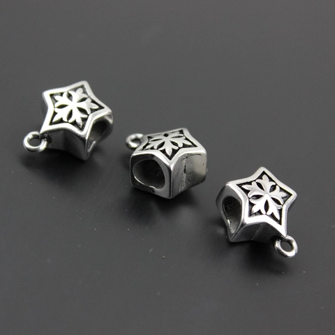 Vintage Edelstahl Stern Anhänger Schneeflocke Geschnitzt Großes Loch Perle Für DIY Schmuck Armband Halskette Zubehör