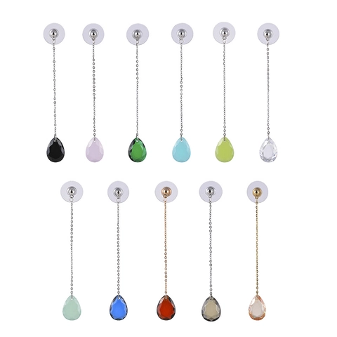Pendientes Colgantes de Cobre con Gota de Agua y Circonia Moda Coreana Elegantes Pendientes Largos de Cristal para Mujer Joyería