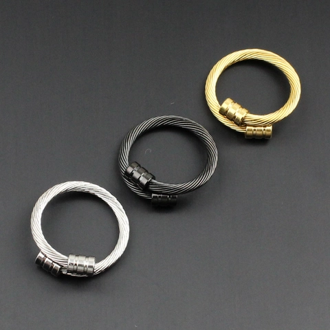 Anillo Abierto de Acero Inoxidable con Torsión de Cable para Hombre Mujer Ajustable Chapado en Oro 18K Minimalista Estilo Industrial Joyería