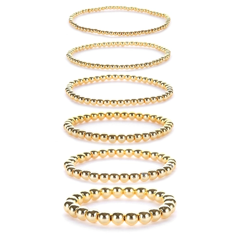 Bracciale Elastico con Perline di Ematite Oro Minimalista di Moda per Uomo Donna Bracciale Stretch con Perline Tonde Regalo di Gioielli