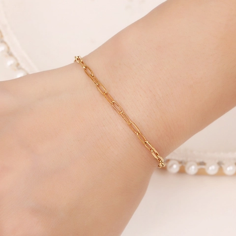 Minimalist Stainless Steel Chain Bracelet For Men Women Waterproof Electroplated Geometric Link Toggle Lobster Clasp Jewelry Gift