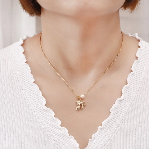 Set di Gioielli Pesce Rosso in Stile Cinese Placcato in Oro Vero Rame Collana Bracciale Orecchini a Pendente Con Perla d'Acqua Dolce