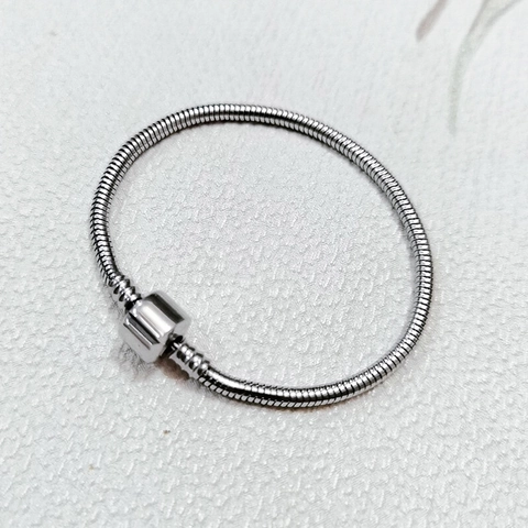 Pulsera de Cadena de Serpiente de Acero Inoxidable para Hombre Mujer Base de Joyería DIY Cierre de Barril Plata