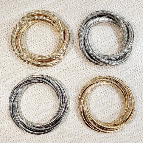 Fashion Multi-layer Coil Spring Iron Bracelet For Women Minimalist OL Commuter Geometric Elastic Bangle Iron Jewelry