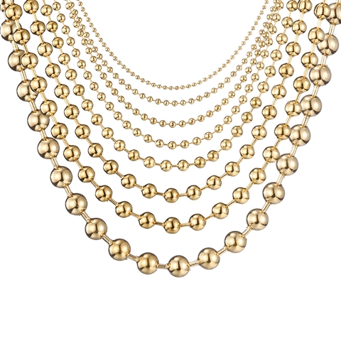 Minimalist Stainless Steel Ball Chain Necklace For Women Men Gold Plated PVD Bead Choker DIY Jewelry Gift Fashion Accessories
