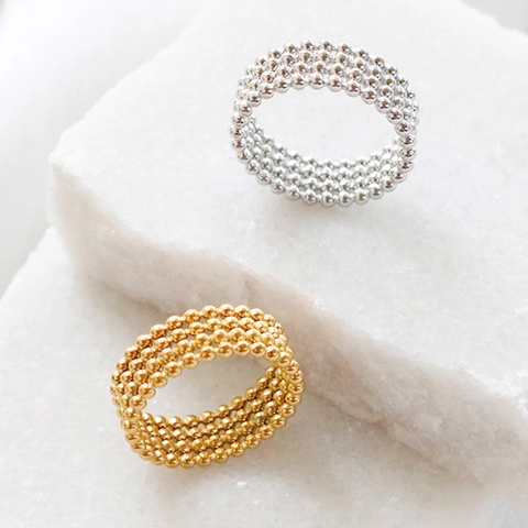 Minimalist Stainless Steel Bead Band Ring For Men Women Non Tarnishing Geometric Woven Style Gold Silver Finger Ring Fashion Jewelry
