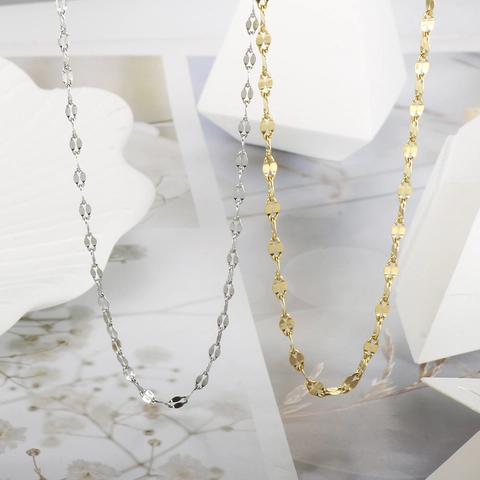 Minimalist Stainless Steel Lip Chain Necklace For Women 18K Gold Silver Plated Water Wave Petal Link Jewelry Choker