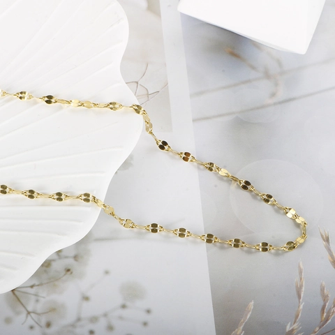 Minimalist Stainless Steel Lip Chain Necklace For Women 18K Gold Silver Plated Water Wave Petal Link Jewelry Choker