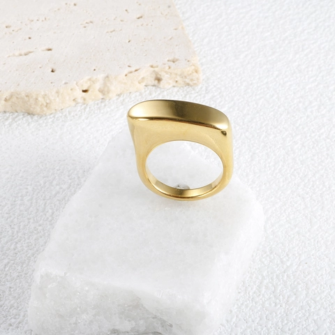 Franse Vintage Onregelmatige Roestvrijstalen Chunky Ring Voor Dames Minimalistisch Emaille Geometrische Gepolijste Vingerring Goud Zilver Sieraden