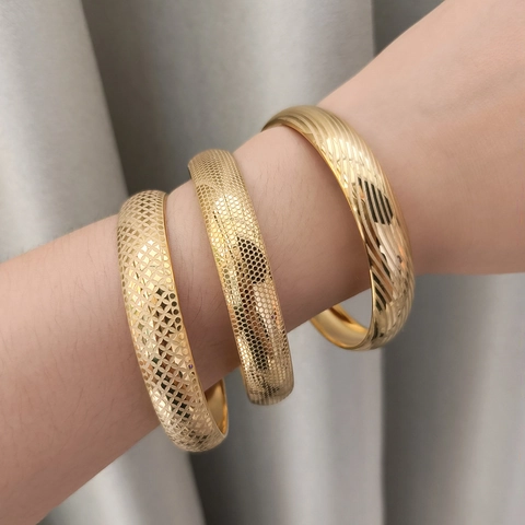 Bracciale Rigido in Acciaio Inossidabile Donna Placcato Oro 18K Motivo a Nido d'Ape Reticolo Onde Minimalista Gioielli Moda