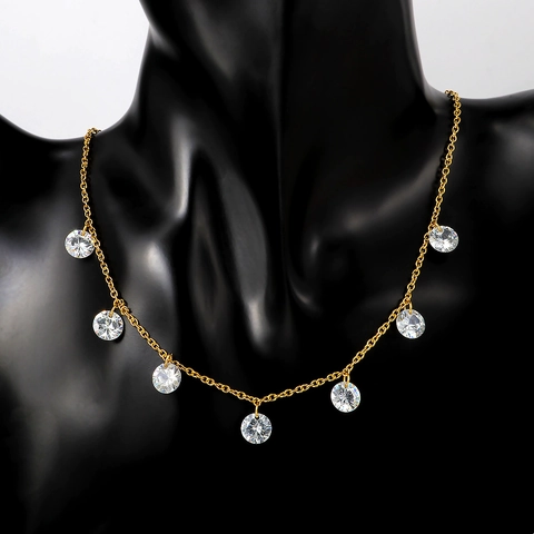 Fashion Titanium Steel Zirconia Pendant Necklace For Women Minimalist Geometric Gold Silver Rose Gold Commuter Jewelry Gift