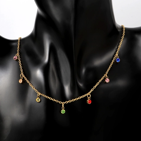 Fashion Titanium Steel Zirconia Pendant Necklace For Women Minimalist Geometric Gold Silver Rose Gold Commuter Jewelry Gift