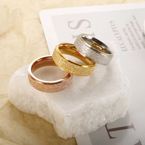 Frosted Titanium Steel Ring Roman Numeral Band 18K Gold Plated Minimalist Stainless Steel Rings For Women Men Jewelry Gift