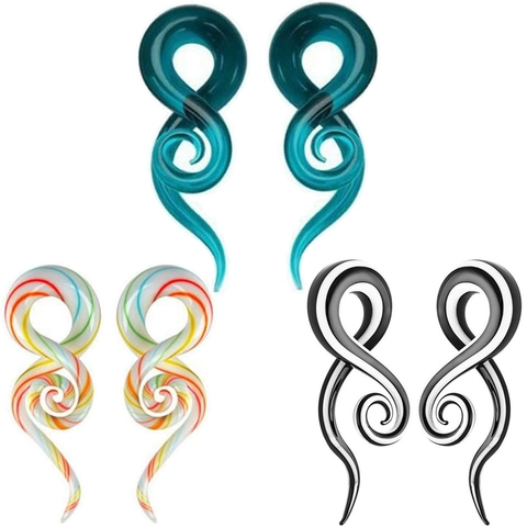 Glas Spirale Ohr Dehner Schnecke Expander Körper Piercing Schmuck Für Herren Damen Poliertes Glas Spirale Ohrschmuck Ein Paar