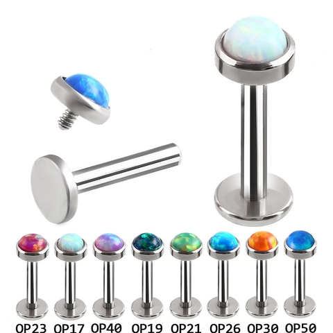 Künstlicher Opal Edelstahl Labret Ohrstecker Lippenringe Körperpiercing Schmuck Flache Rückseite Ohrstecker Für Damen Herren