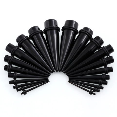 Acrylic Ear Taper Piercing Expander For Women Men Simple Black White Tapered Gauges Body Jewelry Accessories