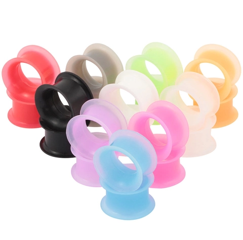 Silicone Double Flared Ear Tunnels Hollow Saddle Ear Gauges Stretcher Body Piercing Jewelry For Women Men Multi Color