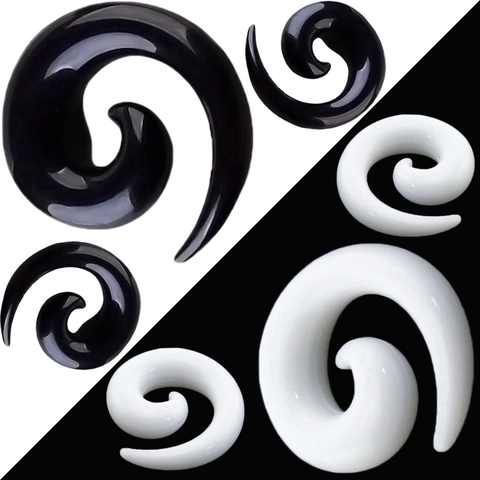 Acrylic Spiral Ear Taper Stretching Kit Snail Shape Ear Expander Plugs Body Piercing Jewelry For Men Women Black White
