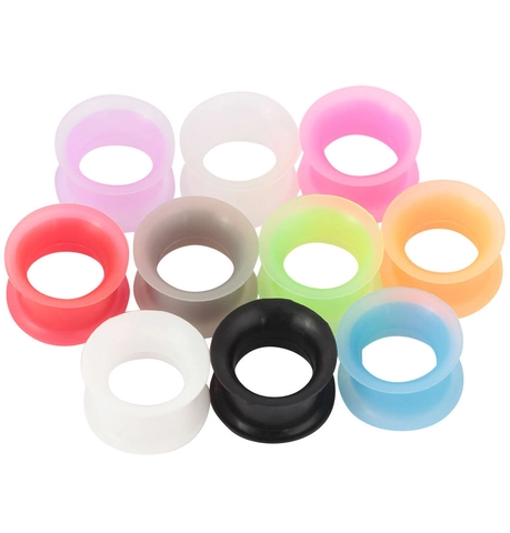 Silicone Double Flared Ear Tunnels Hollow Saddle Ear Gauges Stretcher Body Piercing Jewelry For Women Men Multi Color