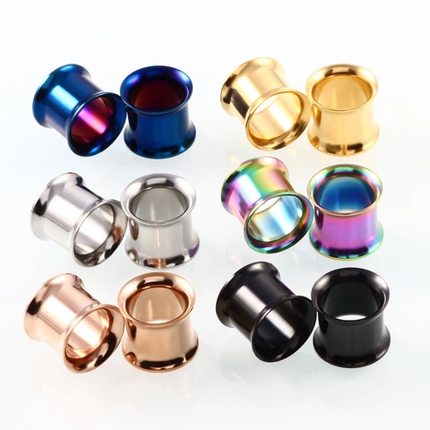 Punk Edelstahl Ohr Tunnels Plugs Double Flare Body Piercing Schmuck Unisex Hip Hop Dehnung Ohrring Verschiedene Größen