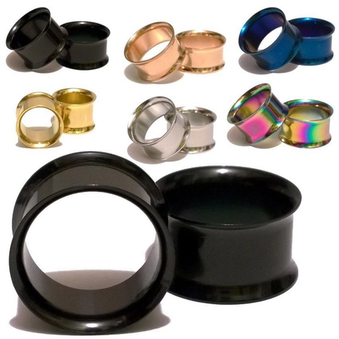 Punk Edelstahl Ohr Tunnels Plugs Double Flare Body Piercing Schmuck Unisex Hip Hop Dehnung Ohrring Verschiedene Größen