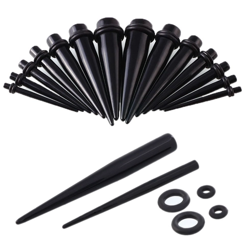 Acrylic Ear Taper Piercing Expander For Women Men Simple Black White Tapered Gauges Body Jewelry Accessories