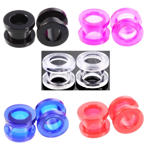 Acryl Ear Tunnel Body Piercing Schmuck Double Flare Schraubverschluss Glatt Poliert Ohr Plugs Verschiedene Farben Unisex Gauges
